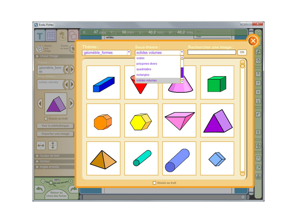 Logiciel Evolu Fiches - Géométrie et Mesures au CP