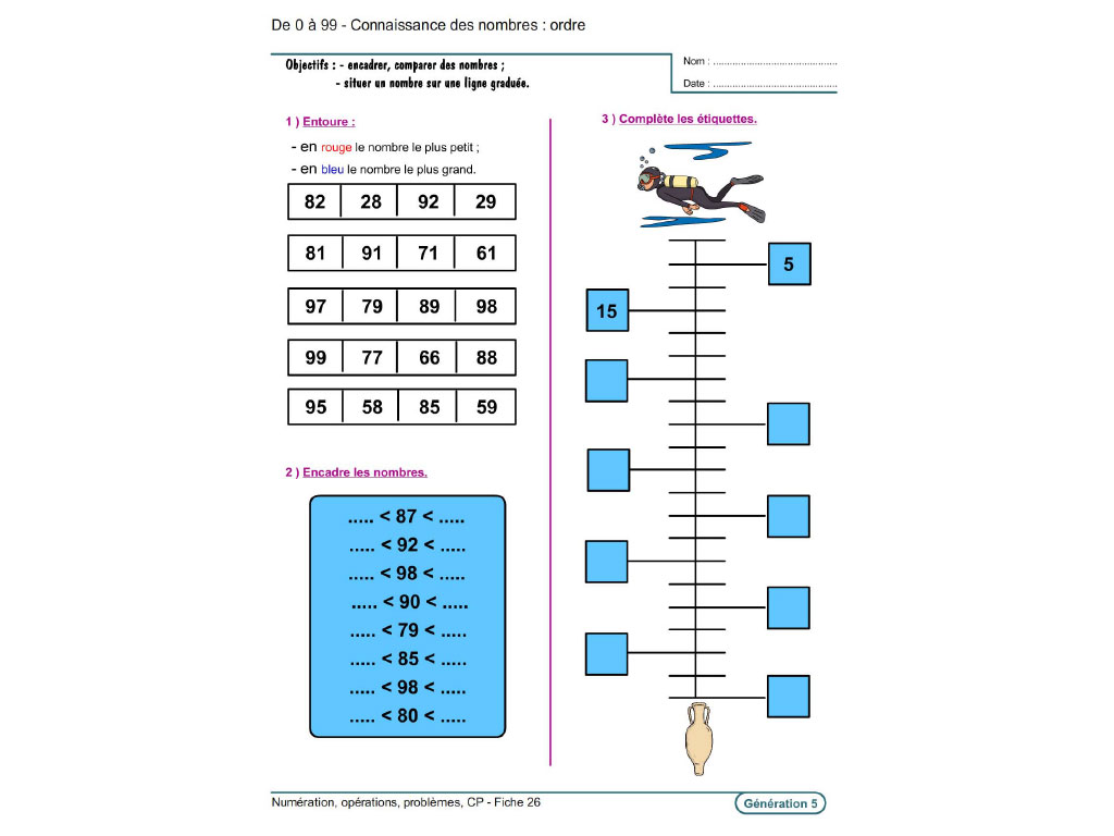 Fiche exercice mathématiques CP