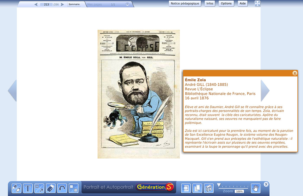 Présentation de la caricature Emile Zola