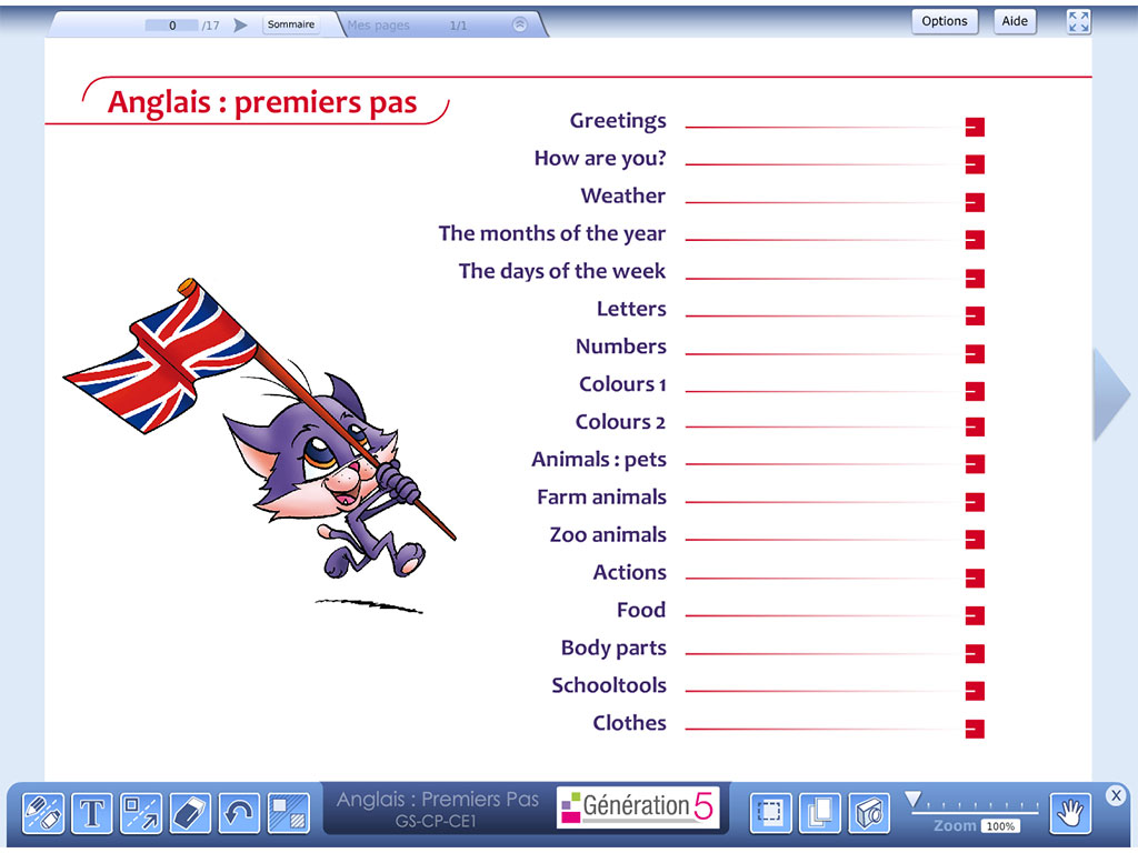 Logiciel Anglais : premiers pas (Ressources TBI - Vidéoprojection)