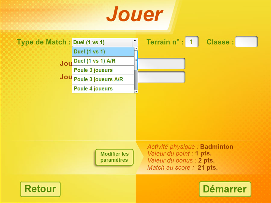 Choix du match - EPS : Match & Score