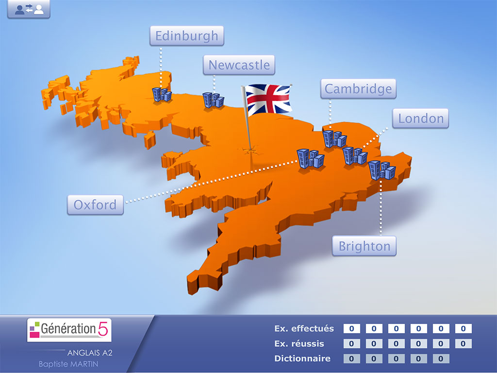 Menu du logiciel Anglais - Compréhension de l'écrit