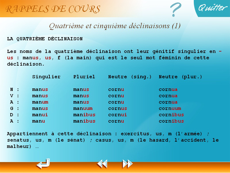 Rappel de cours latin