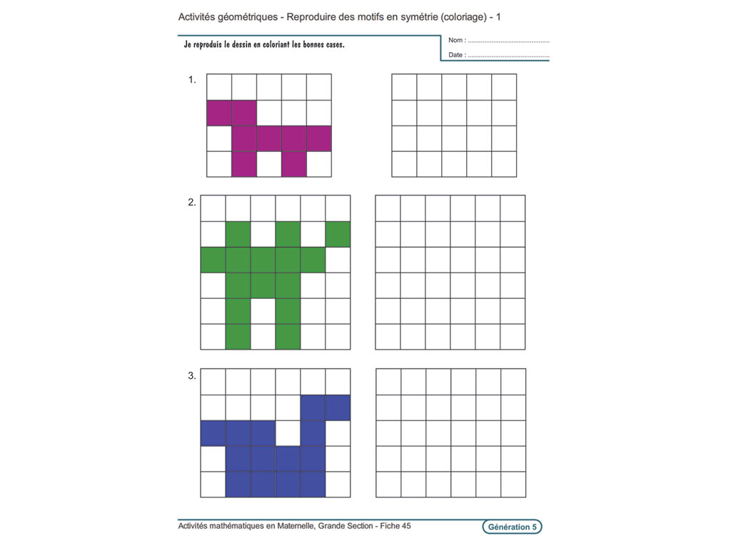 Fiche activités Maths - Maternelle Grande section
