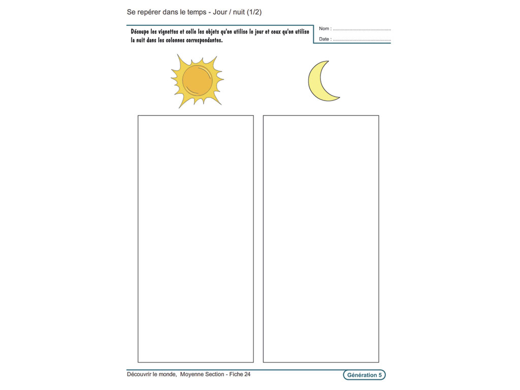 Fiche activité Maternelle - Moyenne section