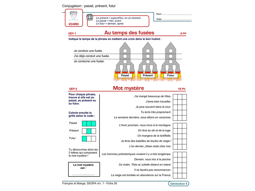 Fiche exercice pédagogique conjugaison SEGPA
