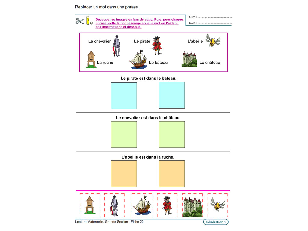 Exercice de lecture - grande section