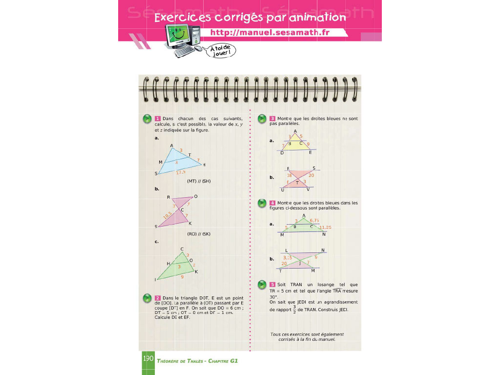 Thalès - Manuel Sésamath 3e (éd. 2012)