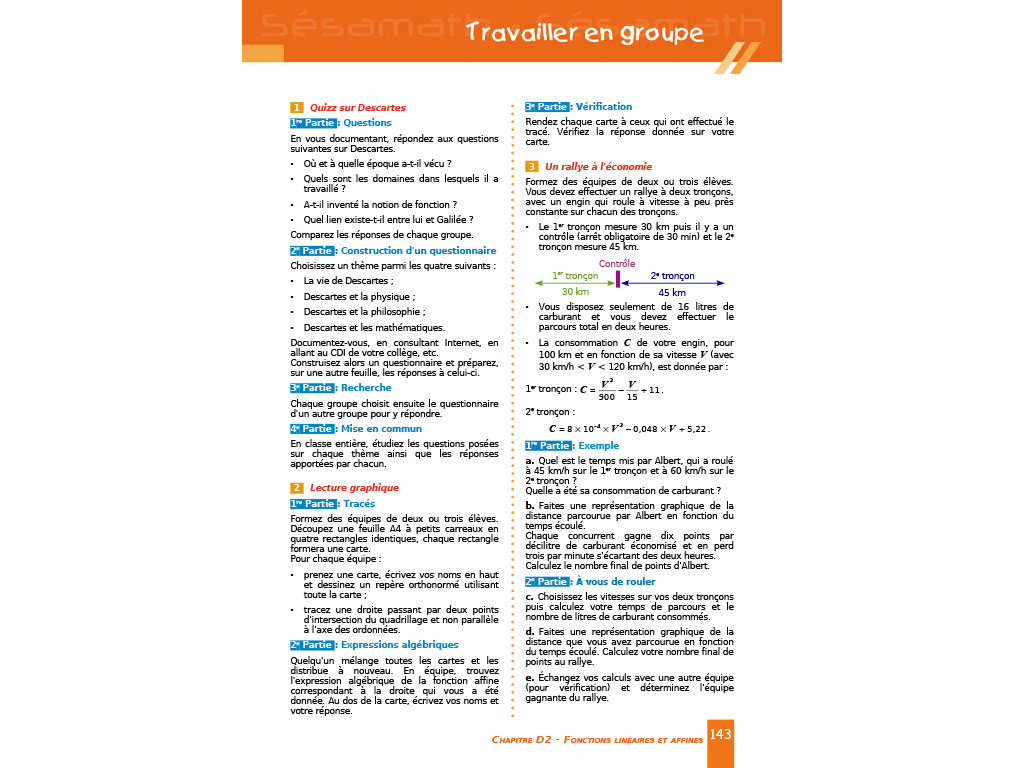 Travailler en groupe - Manuel Sésamath 3e (éd. 2012)