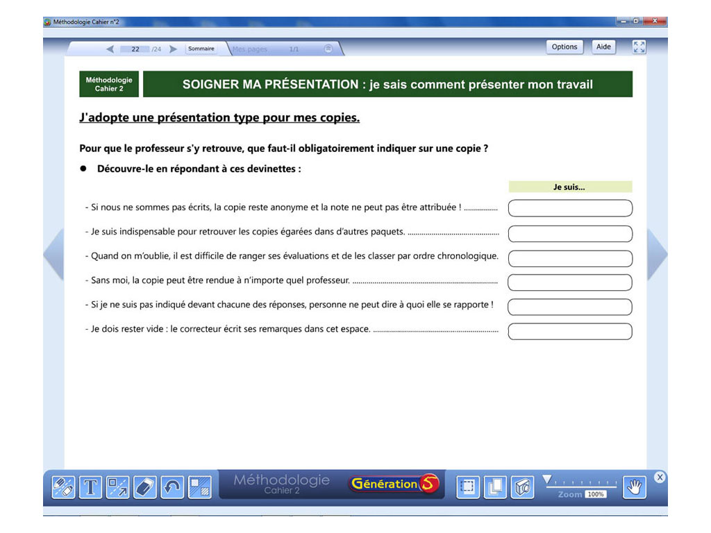 Méthodologie interactive en 6e-5e - présenter un travail