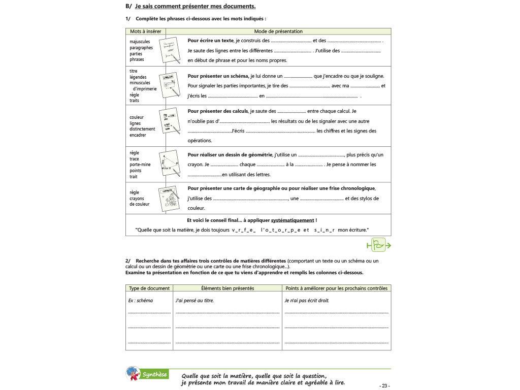 Activité - présenter des documents 6e-5e