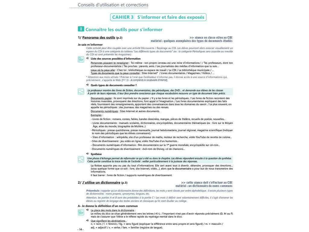 Méthodologie - Cahier 4 : Cahier de l'enseignant, les outils pour s'informer 6e-5e