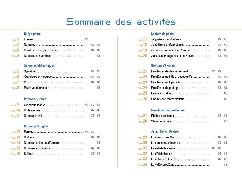 Activités de Maths en vie