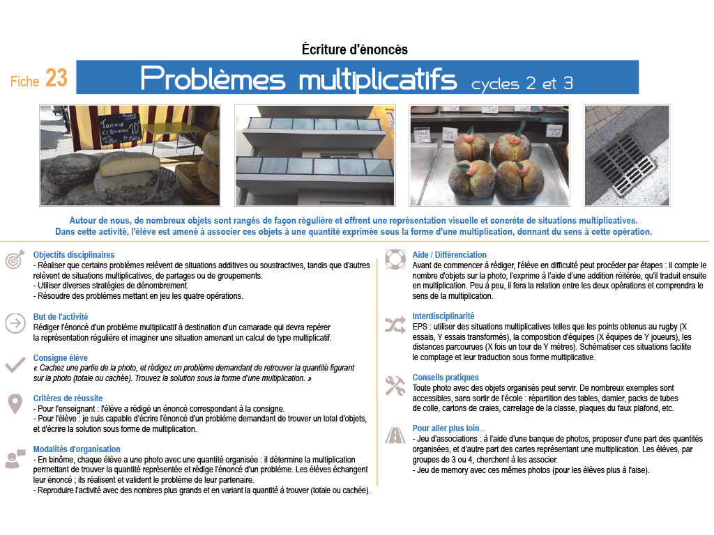 Les problèmes multiplicatifs - Maths en vie