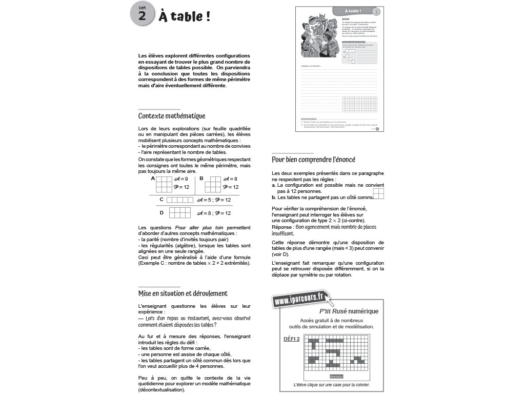 Organisation activité mathématiques cycle 3 - P'tit Rusé iParcours