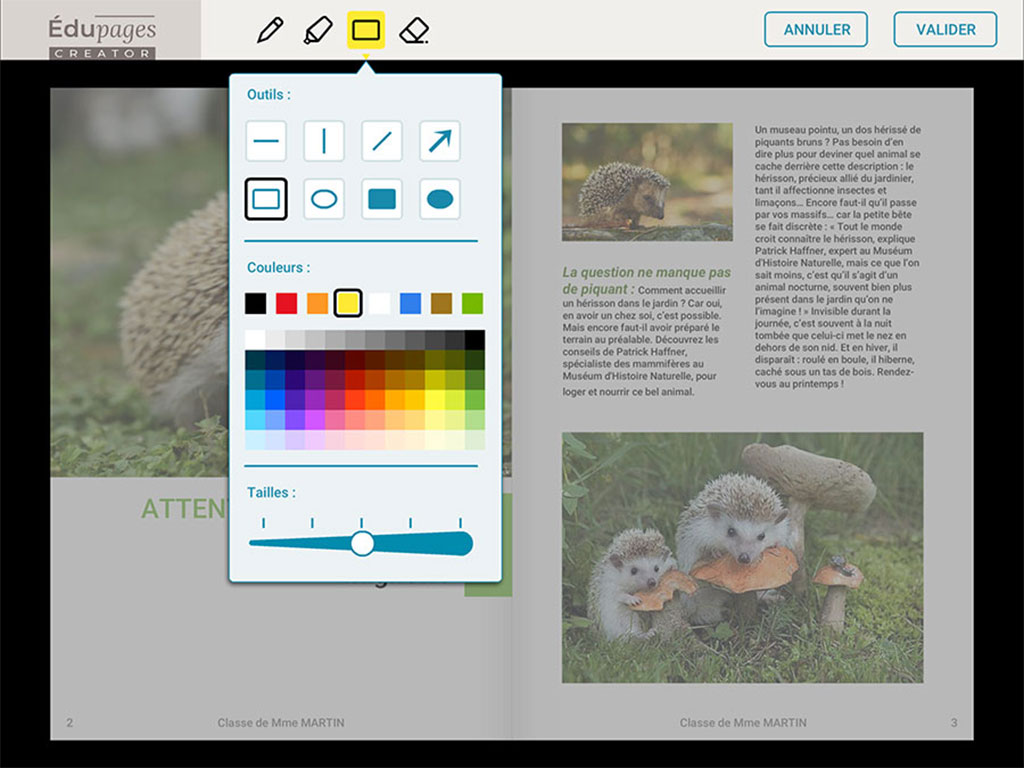 Outil d'annotation logiciel Edupages creator