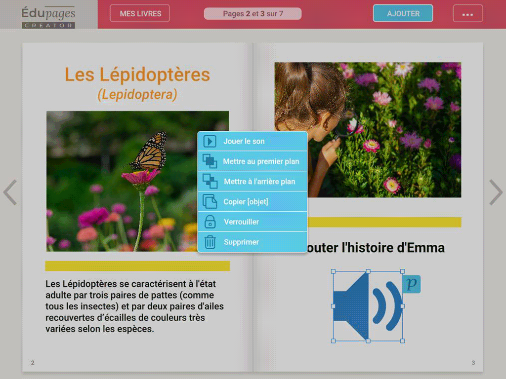 Ajouter des sons - Logiciel Édupages Creator