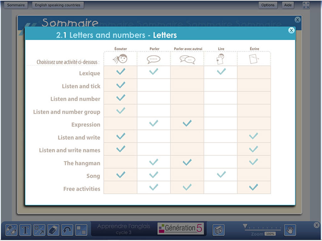 Liste des exercices - Apprendre l'anglais Cycle 3
