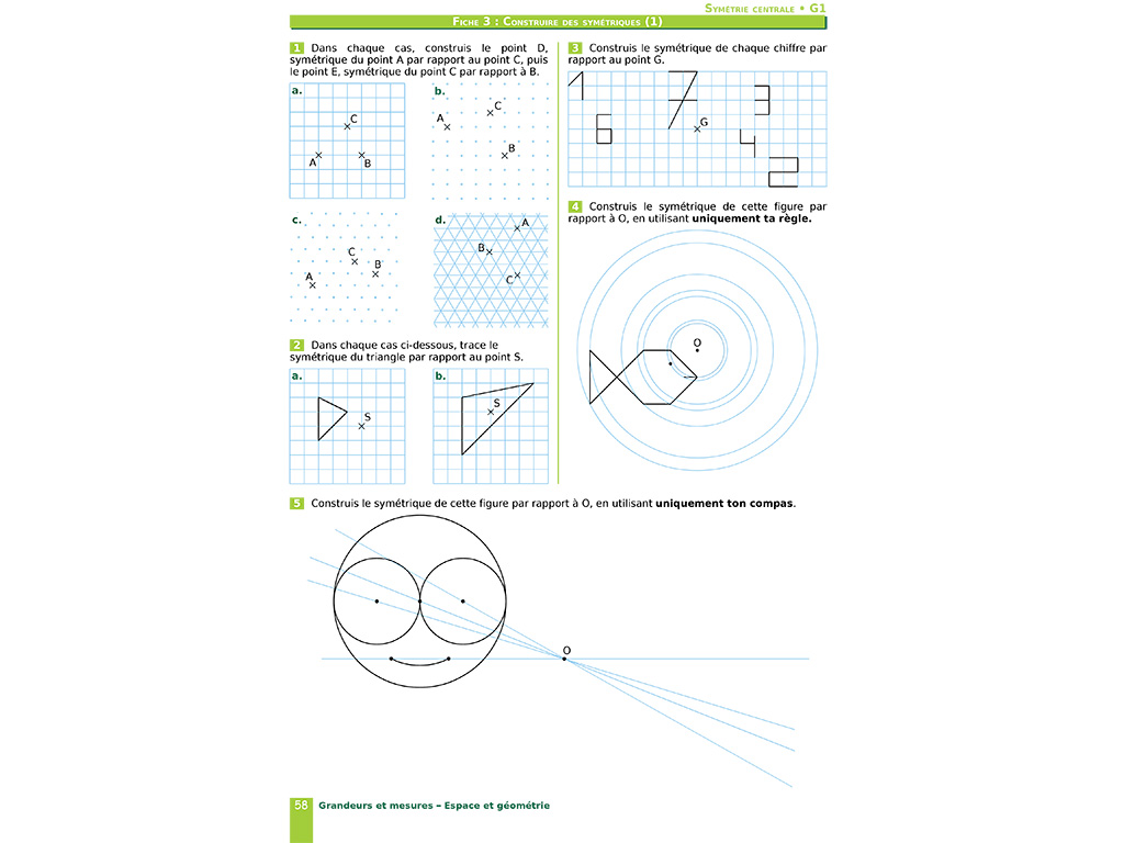 Symétries - Cahier d'exercices iparcours maths 5e