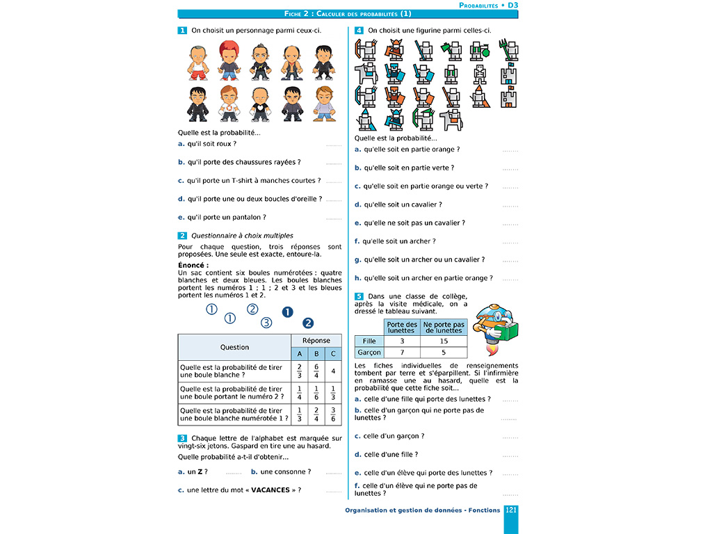 Claculer des probabilités - Cahier d'exercices iparcours maths 5e