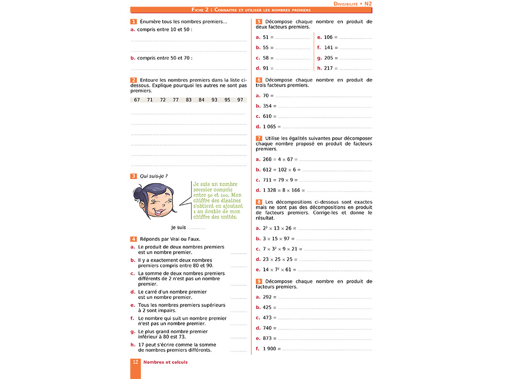 Connaitre et utiliser les nombres premiers - cahier iParcours maths 4e