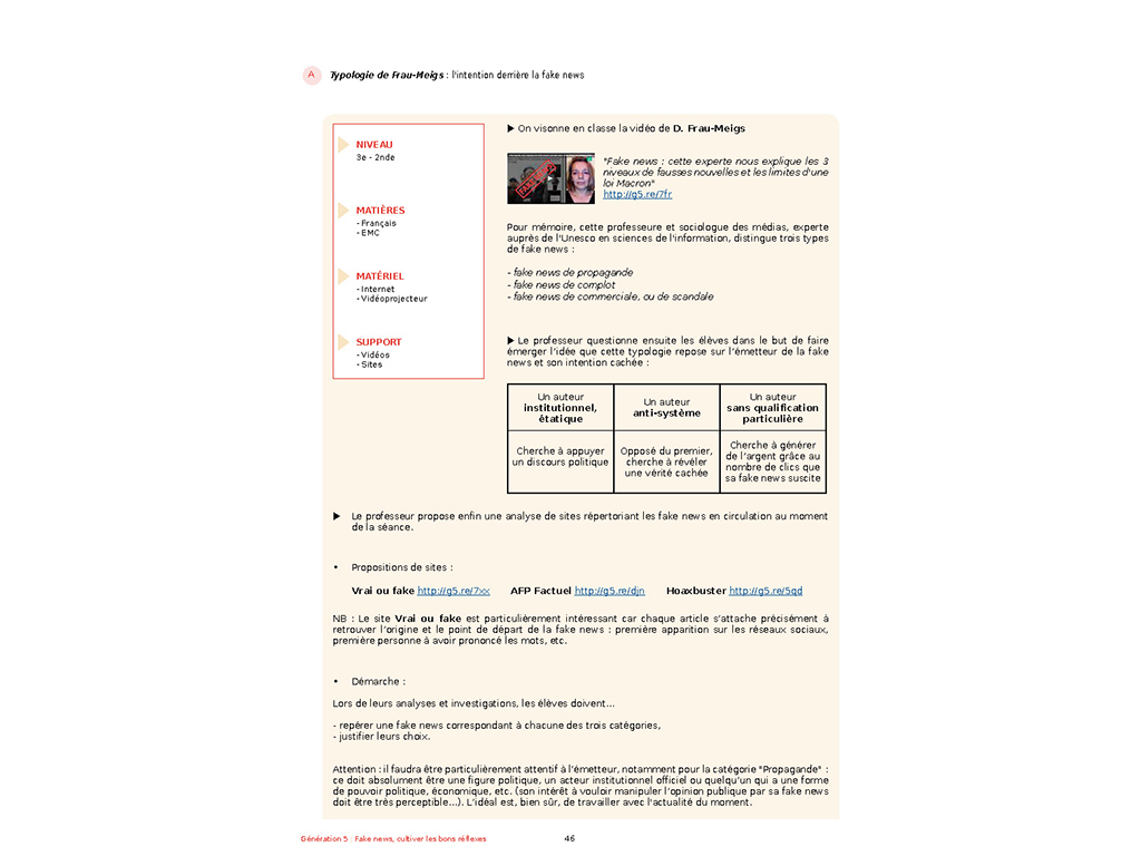 Typologie de Frau-Meigs - Fake News