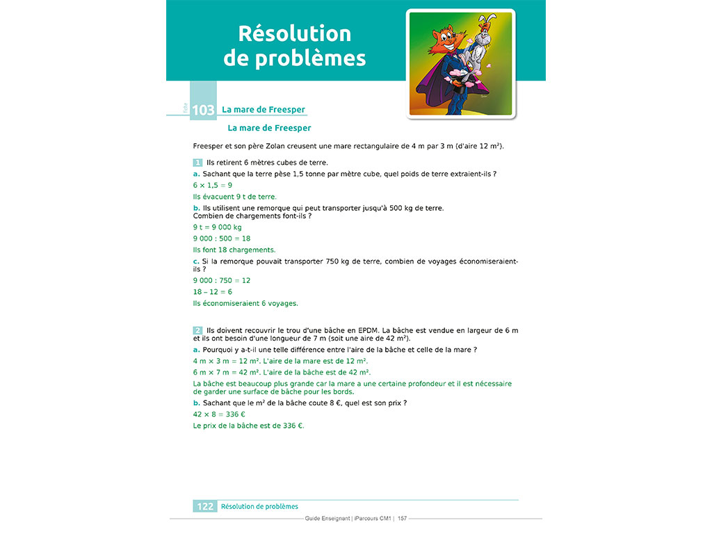 Corrigés d'exercices Résolution de problèmes - Guide de l'enseignant iParcours Maths CM1