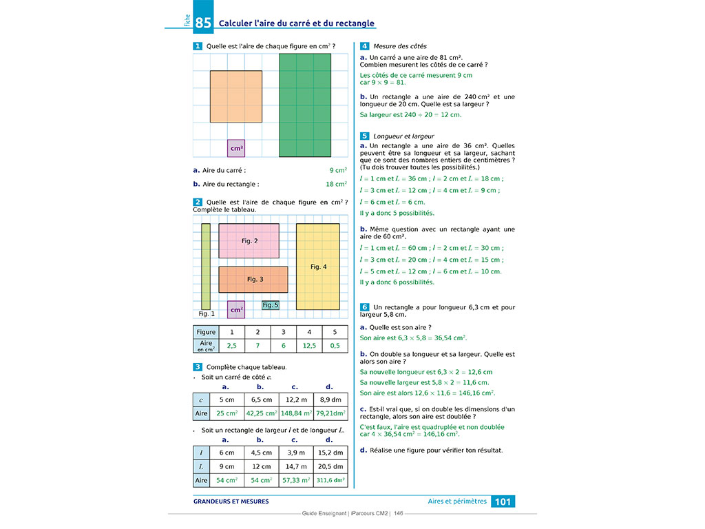 Corrigés d'exercices Espace - Guide de l'enseignant iParcours Maths CM2