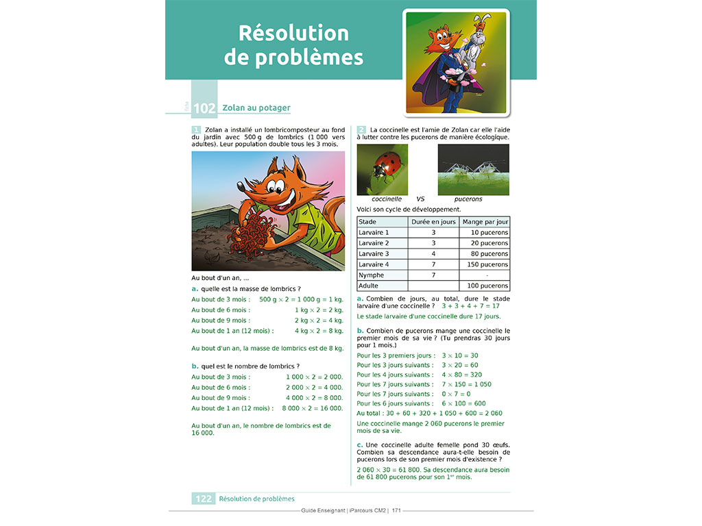 Corrigés d'exercices Résolution de problèmes - Guide de l'enseignant iParcours Maths CM2
