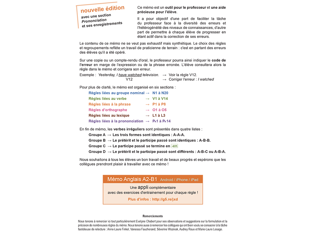 Introduction Mémo Anglais A2-B1