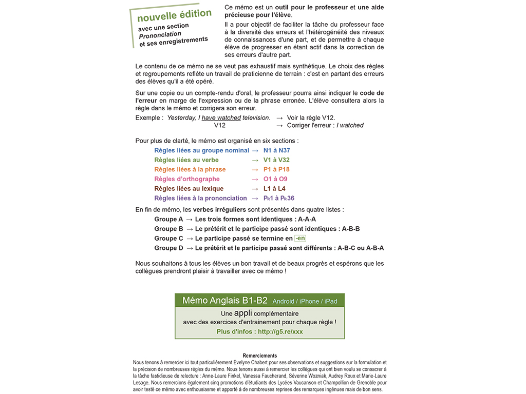 Introduction - Mémo Anglais B1 B2