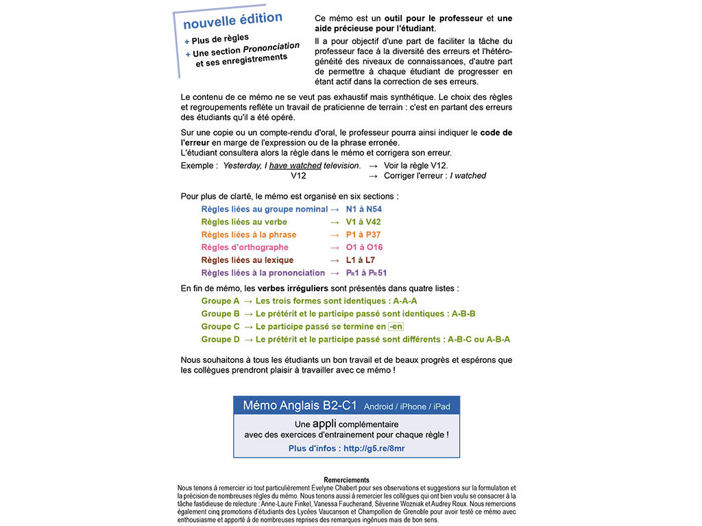 Mémo Anglais B2 C1 Introduction