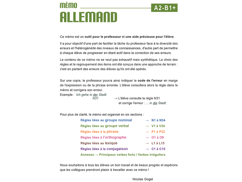 Mémo allemand A2-B1