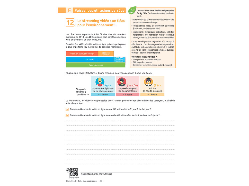 Exercice puissance et racines carrées - Maths éco-responsables