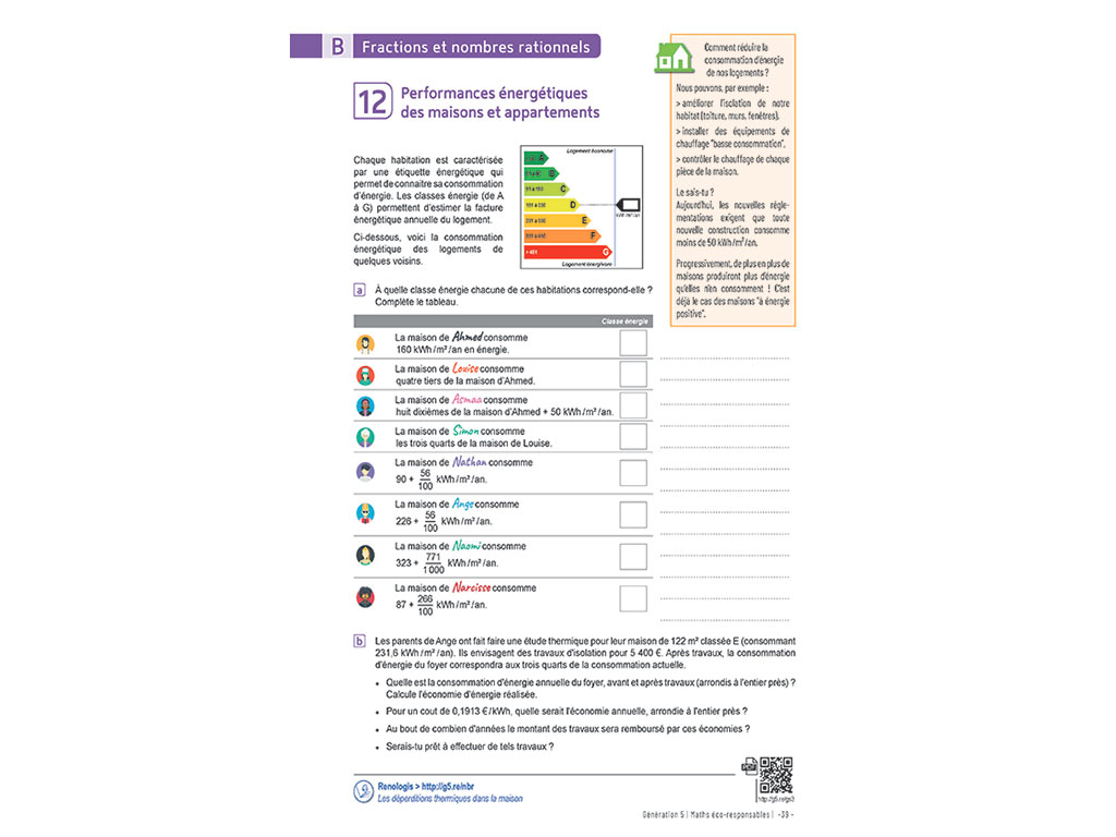 Exercice fractions et nombres rationnels - Maths éco-responsables