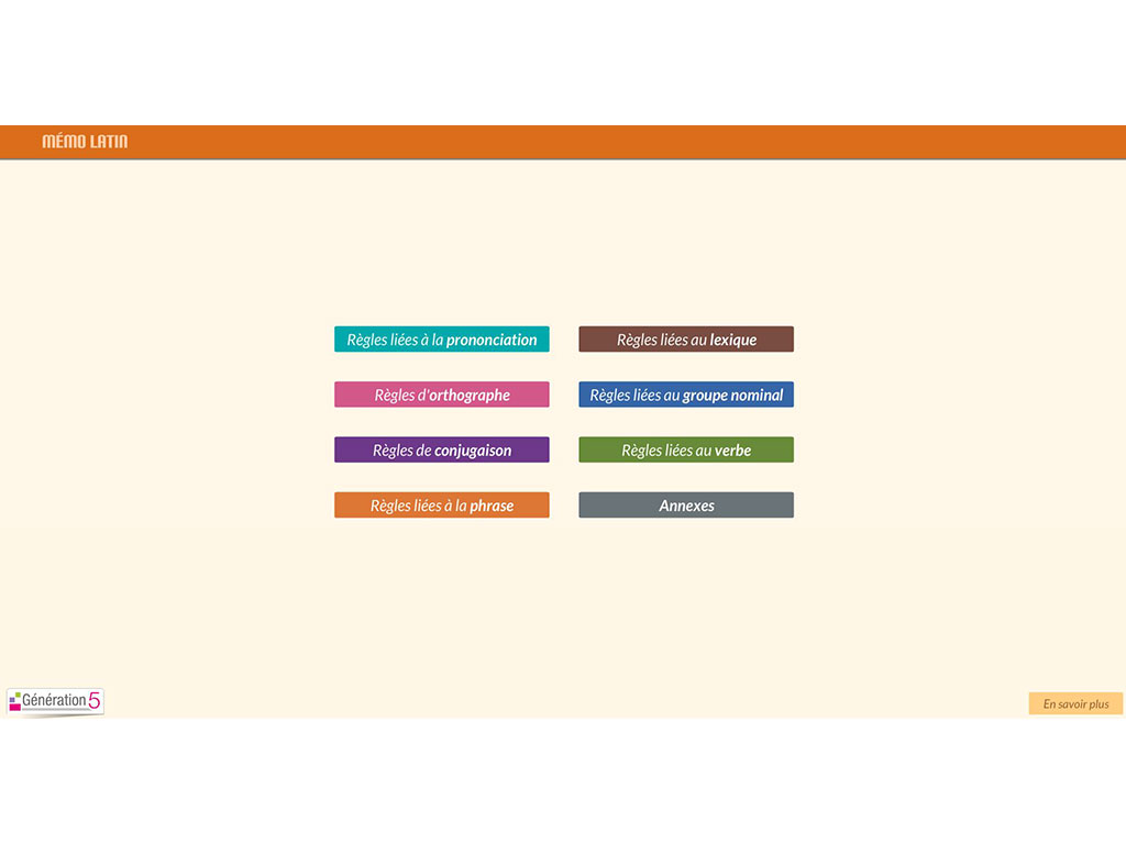 Application gratuite du Mémo Latin