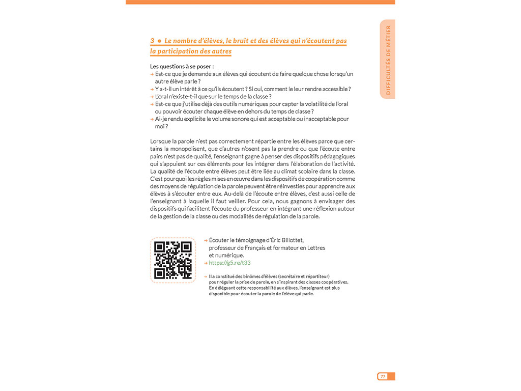 Les difficultés de l'enseignement de l'oral