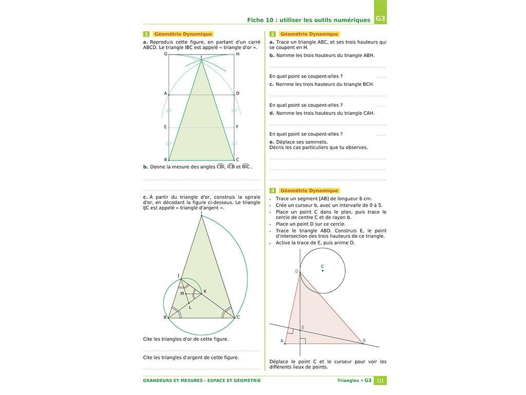 Fiche exericces outils numériques - Cahier exercices iParcours 5e avec cours