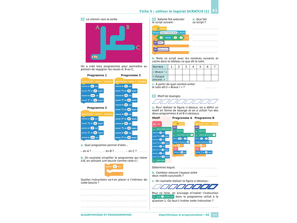 Exercices Scratch - Cahier exercices iParcours 5e avec cours
