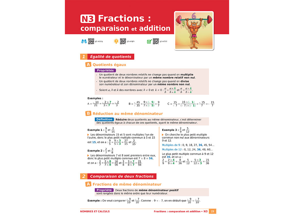 Cours Fractions - Cahier manuel iParcours Maths 4e