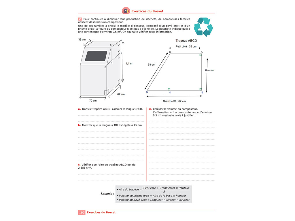 Exercices de Brevet - Cahier exercices iParcours 3e avec cours