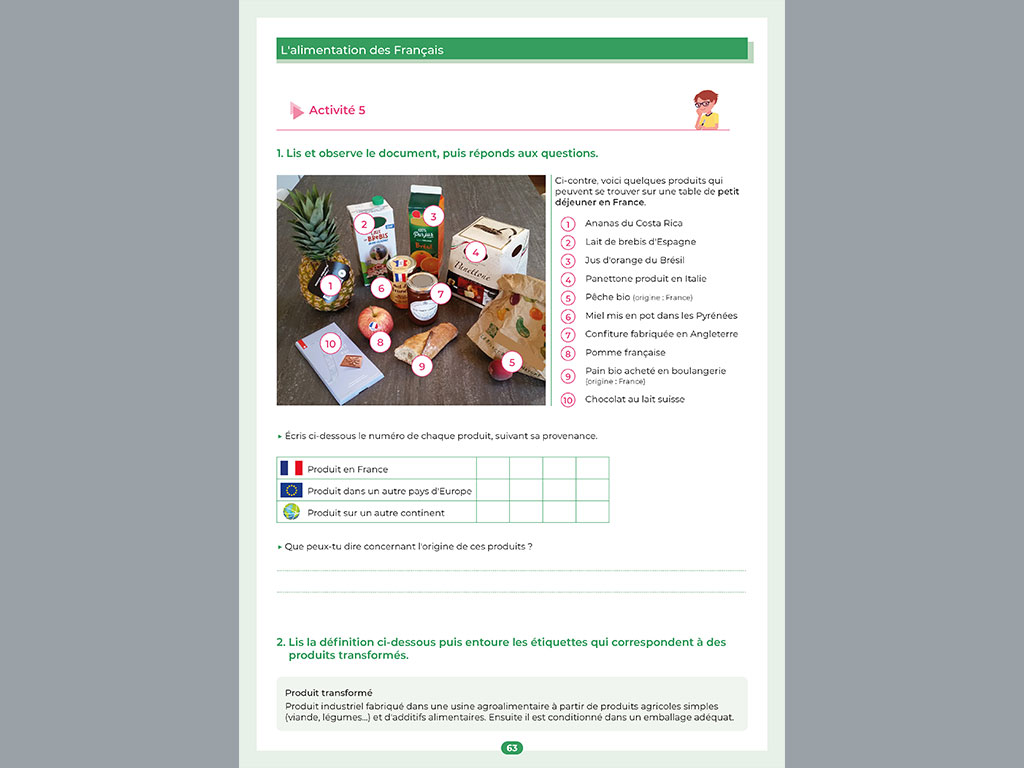 Fiche activité l'alimentation des Français - Explorer la Géographie au CM1