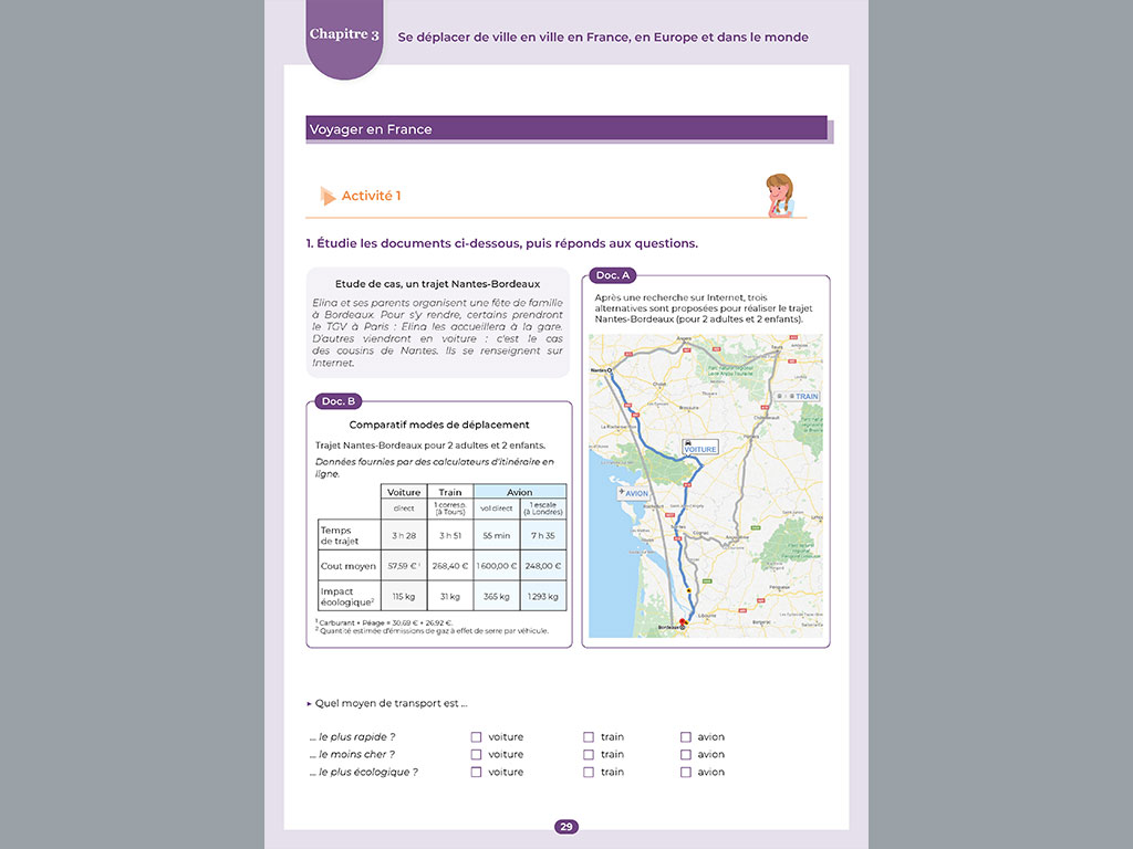 Chapitre 3 - Voyager en France - Cahier Explorer la Géographie au CM2