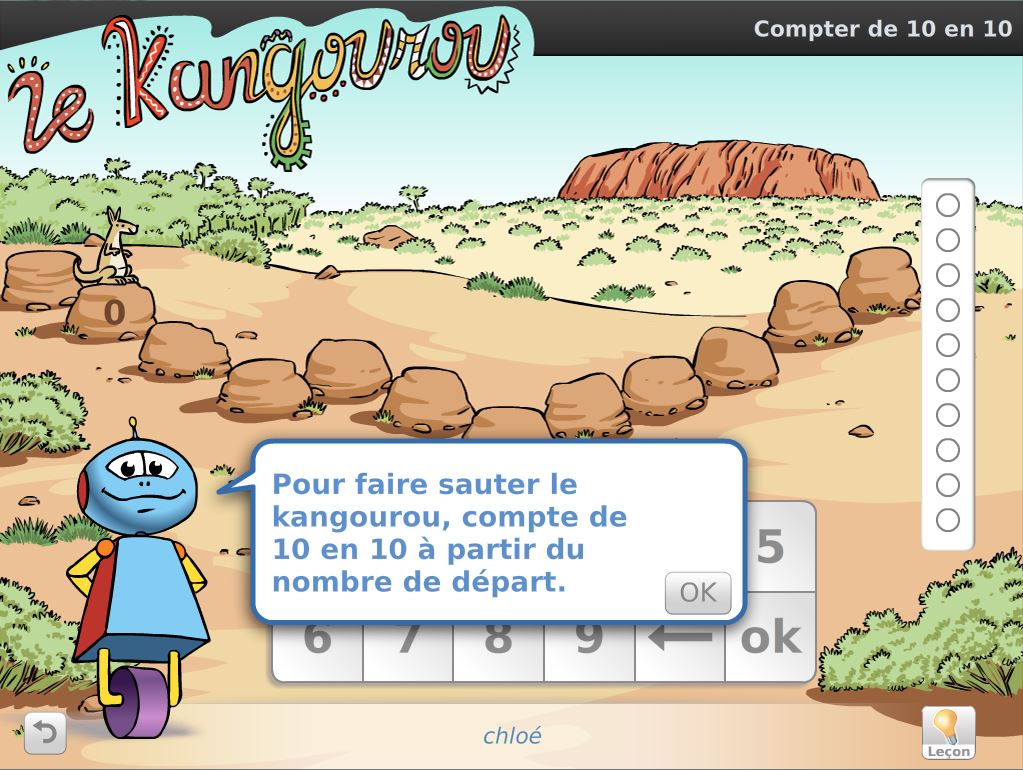 Exercice Calcul Mental CP-CE1 - jeu du kangourou