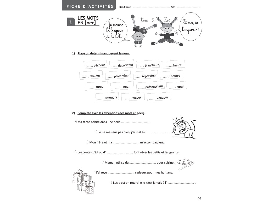 Fiche activités les mots CE2