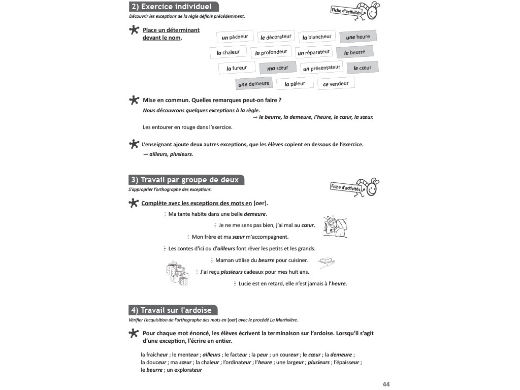 Fiche pour l'enseignant - Orthographe CE2