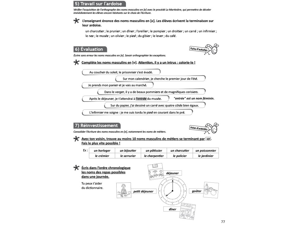 Fiche pour l'enseignant - évaluation CM1