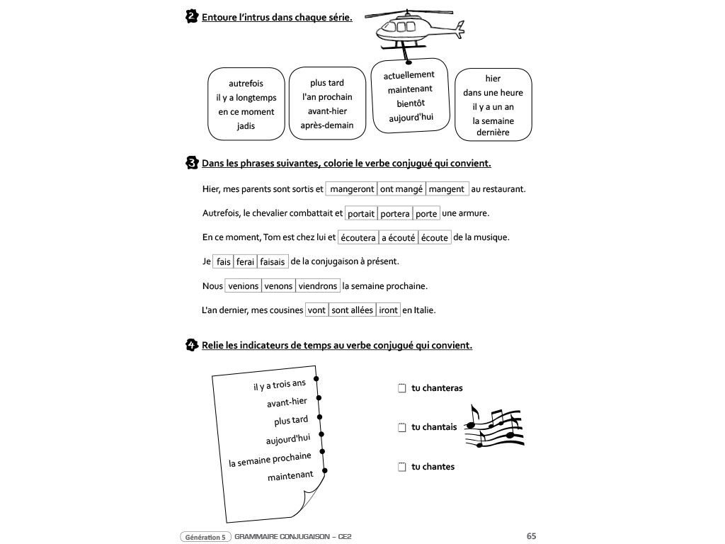 Exercices de grammaire et conjugaison CE2