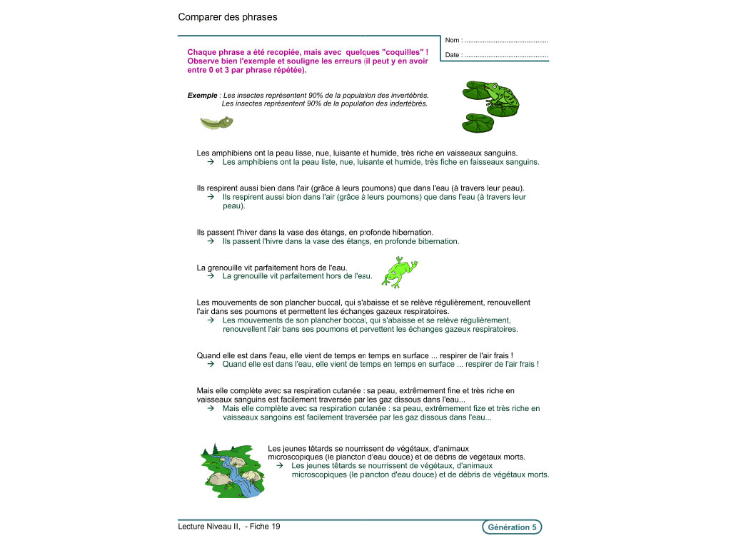Fiche exercice de lecture au CE2, CM1, CM2